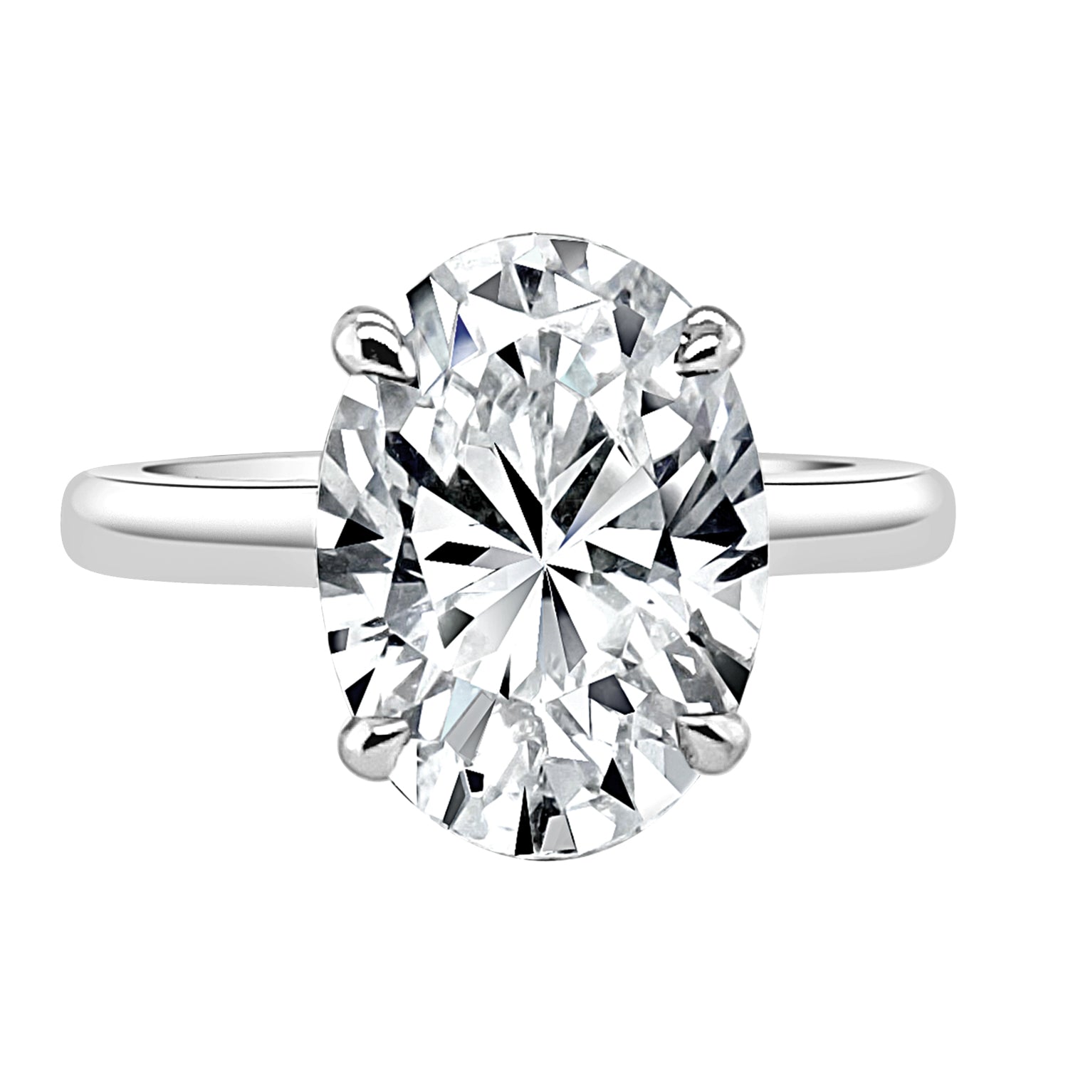 14 Karat White Gold Oval Lab Diamond Engagement Ring - 4.03 Carats
