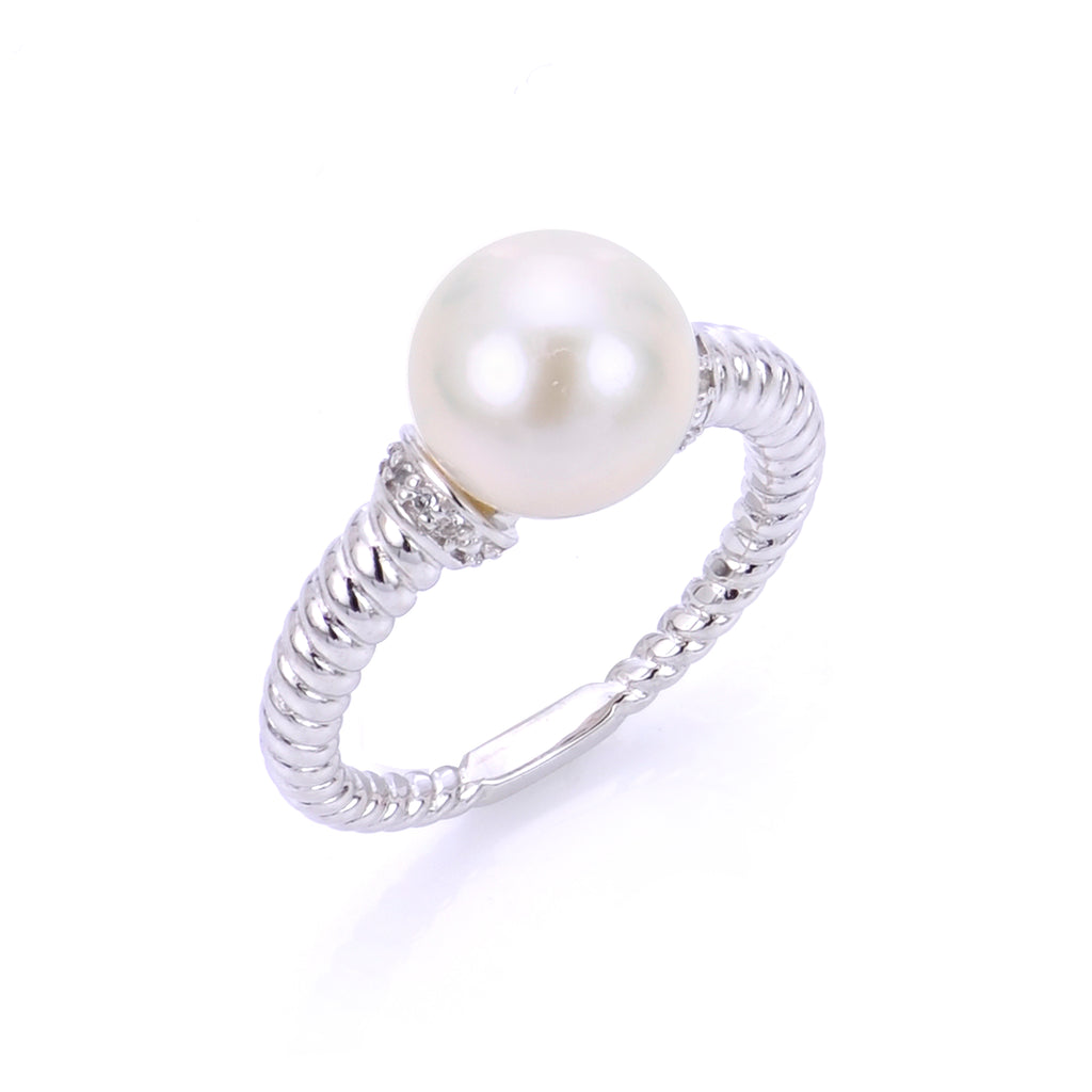 Twisted Pearl Sterling Silver Ring