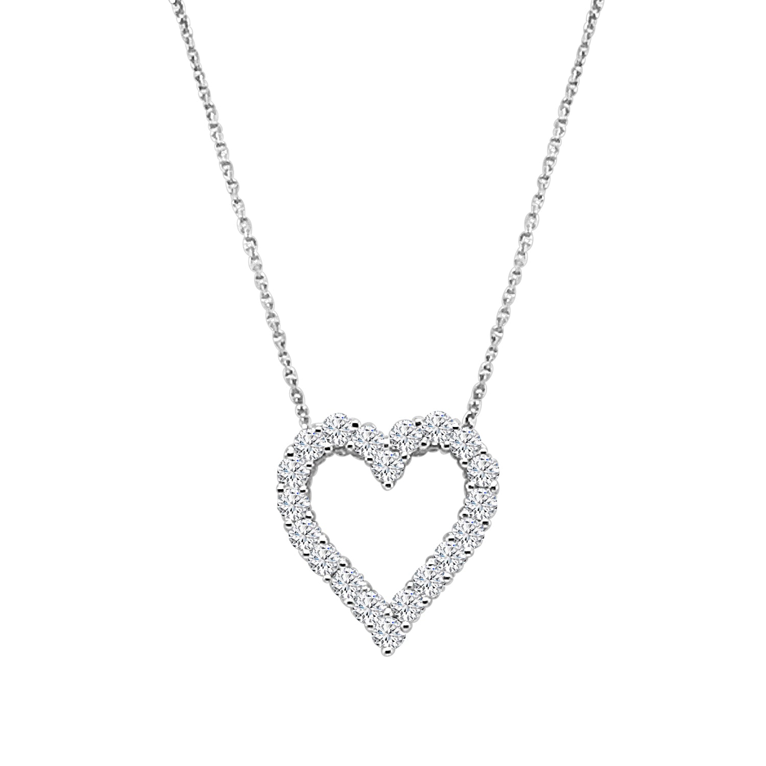 0.76 Carat Natural Diamond Necklace in 14 Karat White Gold