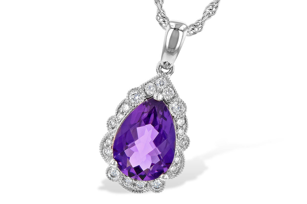 14 Karat White Gold Amethyst Pear Shape Necklace - 1.53 Carats