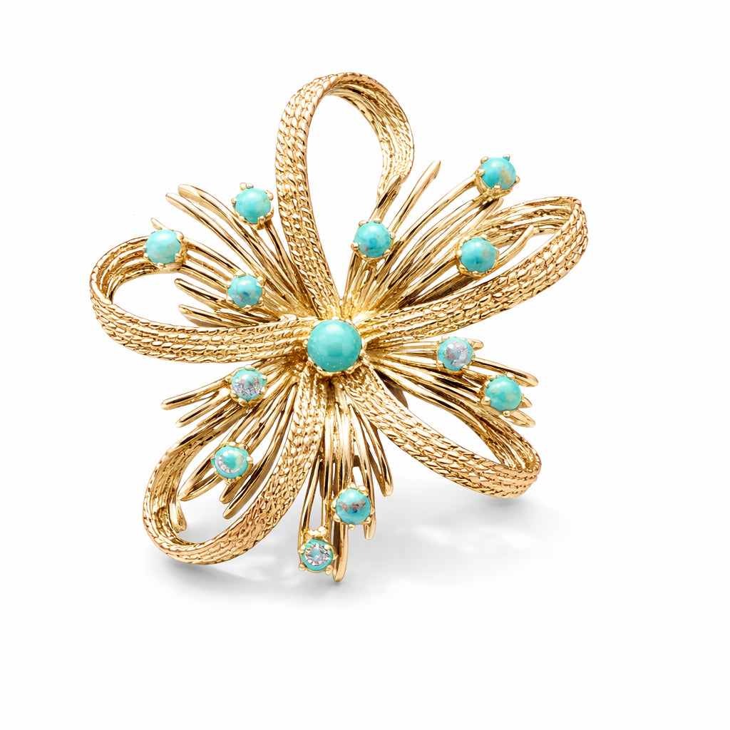 14 Karat Yellow Gold Double Bow Broach