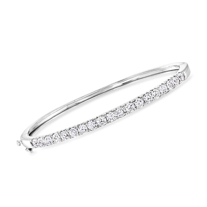 0.97ctw Natural Diamond Bangle Bracelet in 14 Karat White Gold