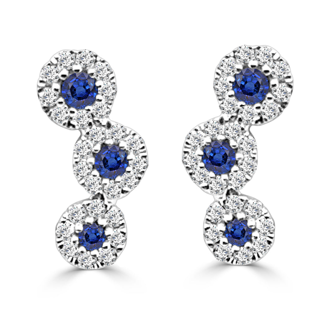 0.38 Carat Blue Sapphire Earrings in 14 Karat White Gold