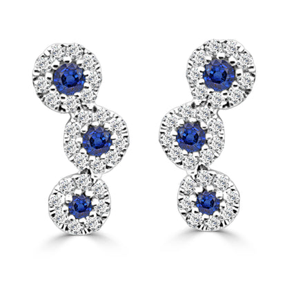 0.38 Carat Blue Sapphire Earrings in 14 Karat White Gold