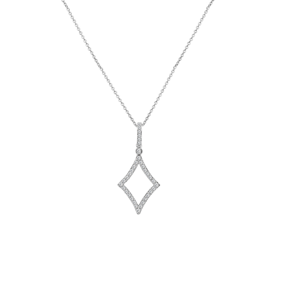 Diamond Shaped Drop Necklace in 14 Karat White Gold with Natural Diamond 0.33 Carat