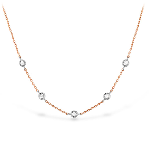 18 Karat Two-tone Natural Diamond Necklace with 0.08 Carats