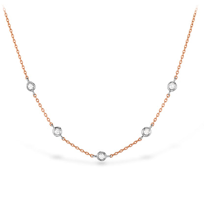 18 Karat Two-tone Natural Diamond Necklace with 0.08 Carats