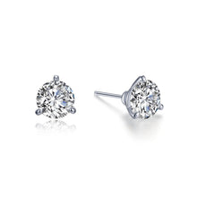 Lassaire Solitaire Studs - 2 Ctw 3 Prong Martini Earrings in Platinum Coated Sterling Silver