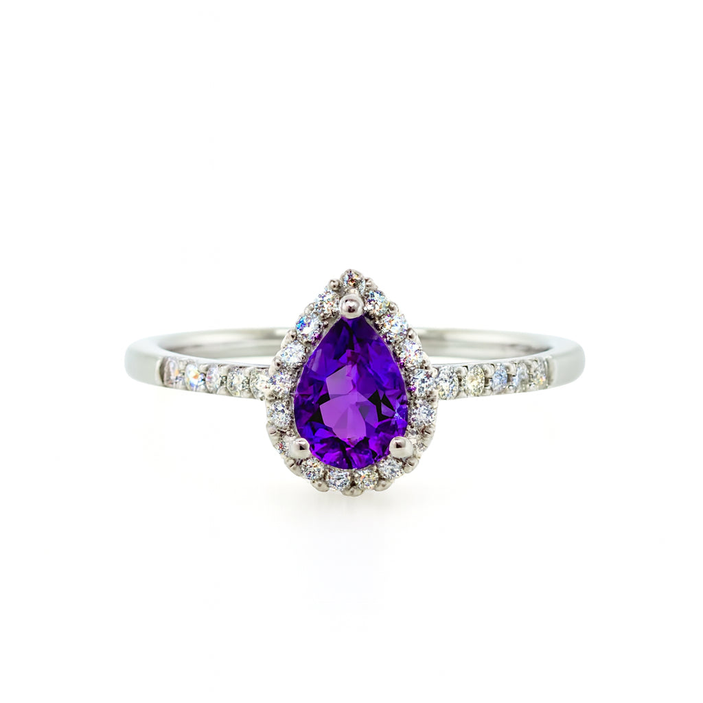 14 Karat White Gold Halo Ring