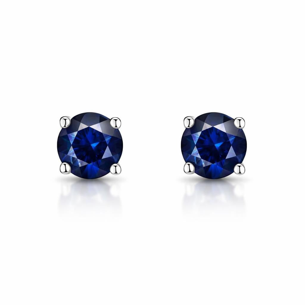 Blue Sapphire Birthstone Solitaire Studs
