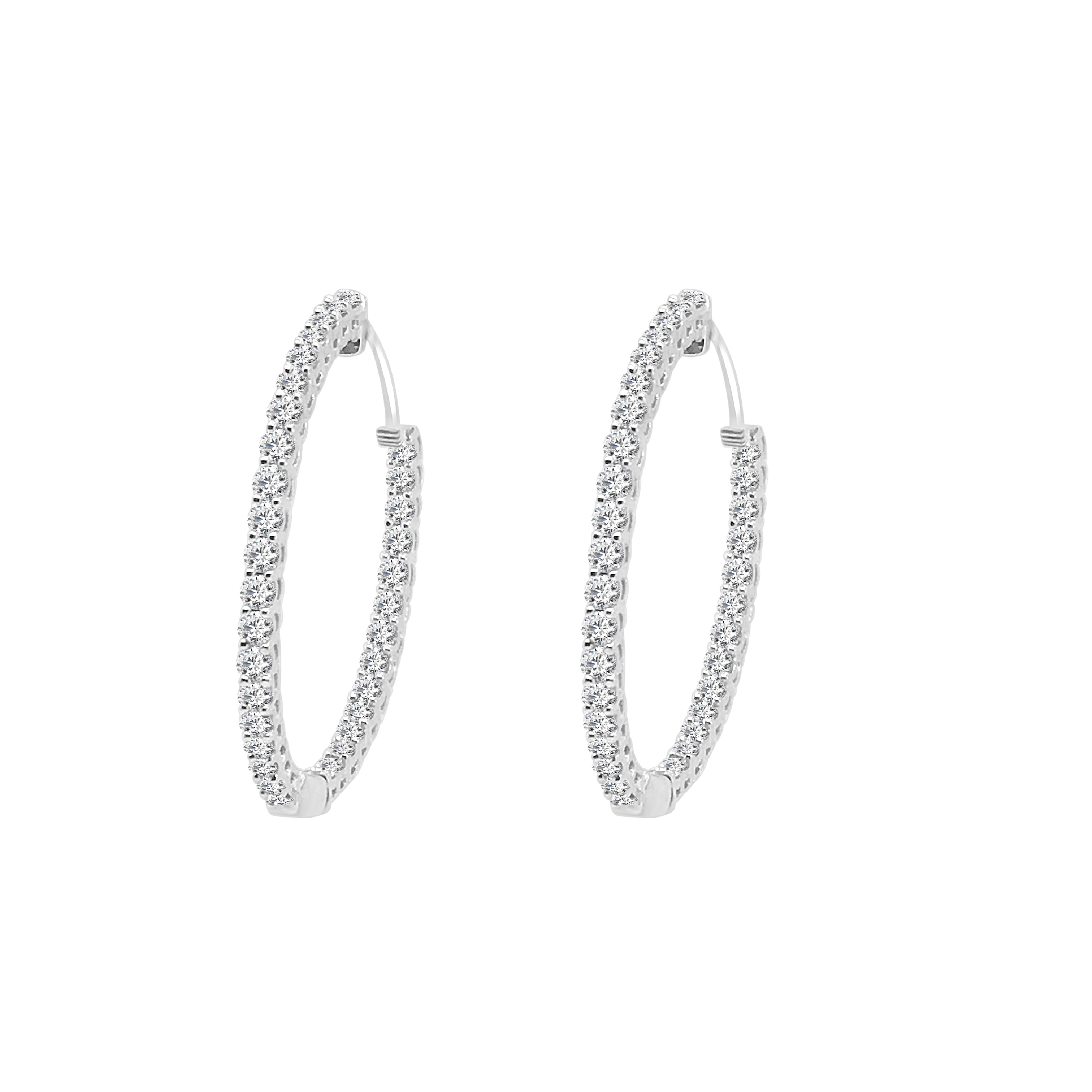 Inside Out 14 Karat White Gold Earrings with Natural Diamond 2.00ct
