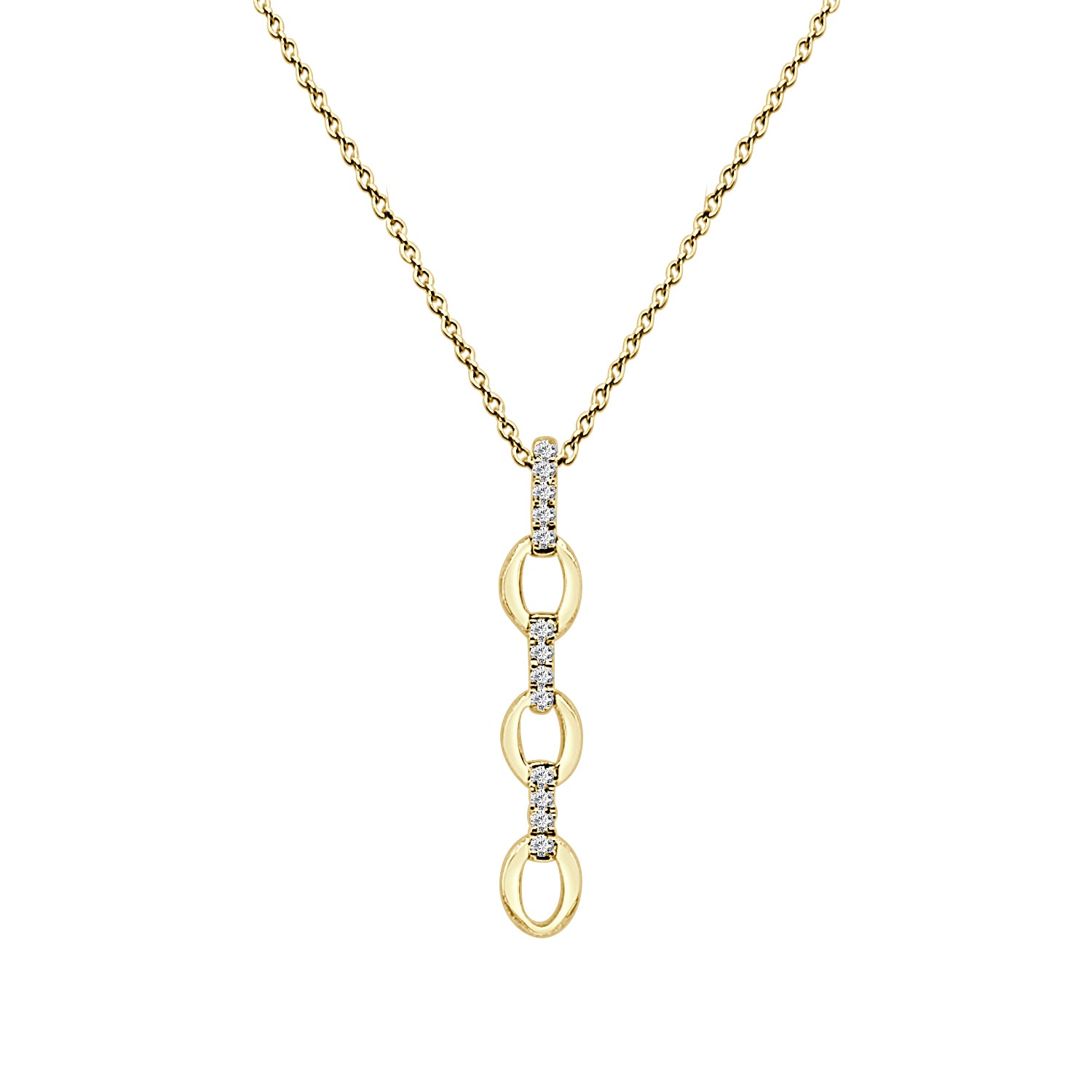 Oval Link 10K Yellow Gold Necklace with Natural Diamond Accent (0.07 ct)