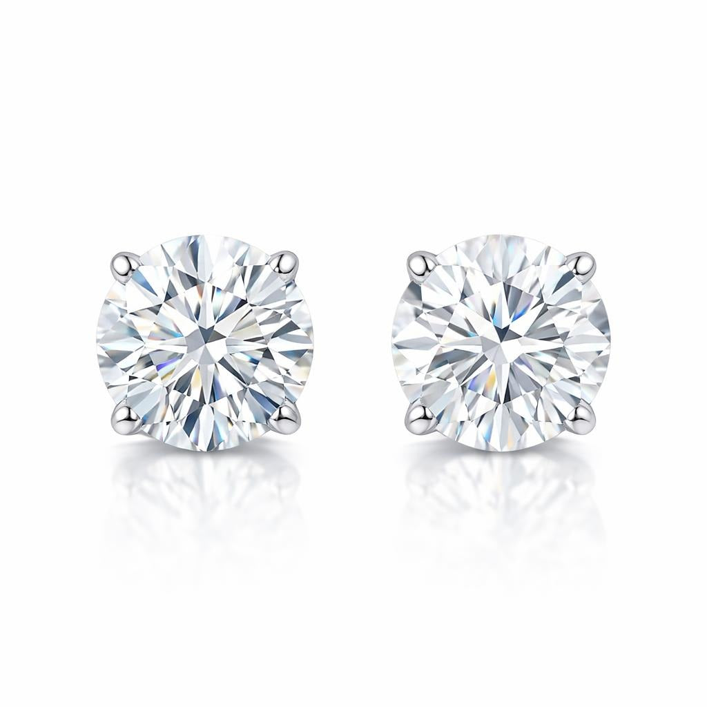 14 Karat White Gold Earrings with 3.5CT Total Weight