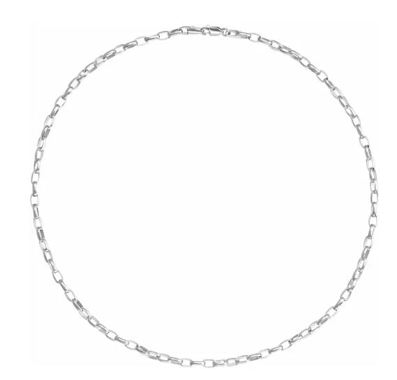 925 Sterling Silver Puffed Oval Chain Necklace