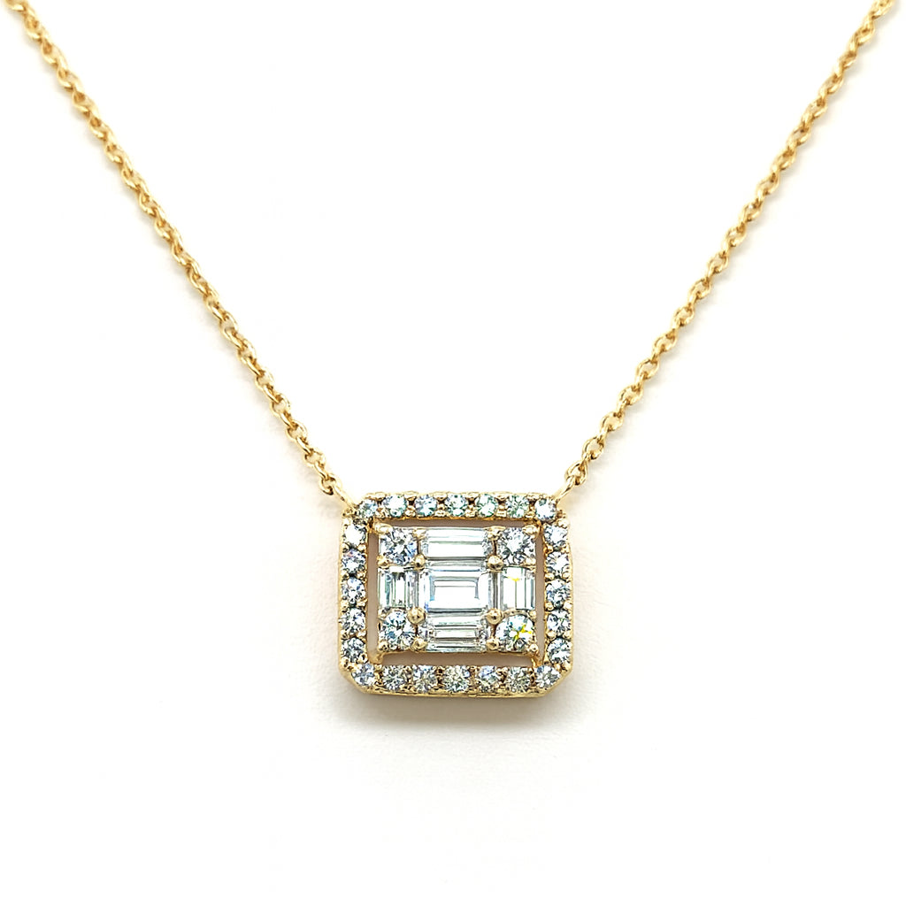 Stationary Mosaic Baguette Diamond Necklace in 14 Karat Yellow Gold (0.465 ct)