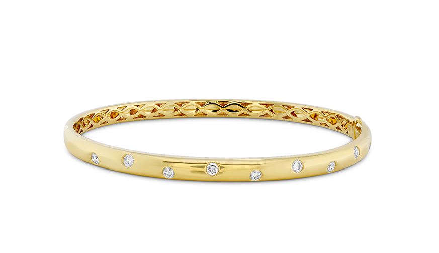 18 Karat Yellow Gold Gypsy Diamond Bangle Bracelet with Natural 0.54 Carat Diamond