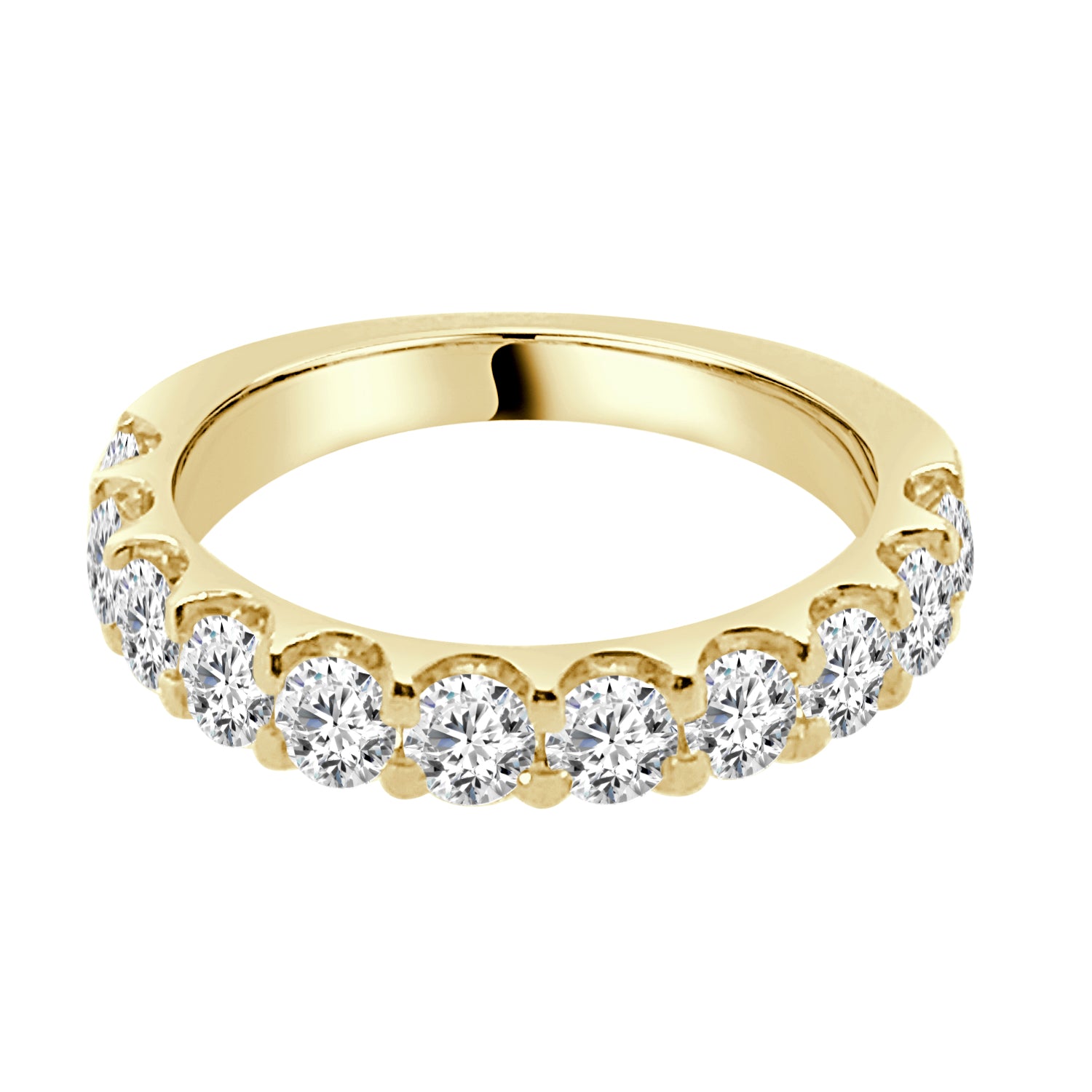 14K Yellow Gold Wedding Band with 1.51 Carat Natural Diamond