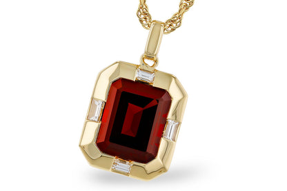 Garnet Emerald Shape Necklace in 14K Yellow Gold - 3.65 Carats
