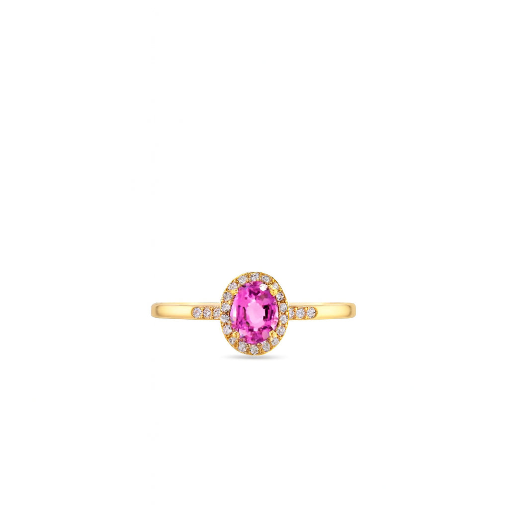 14 Karat Yellow Gold Halo Ring