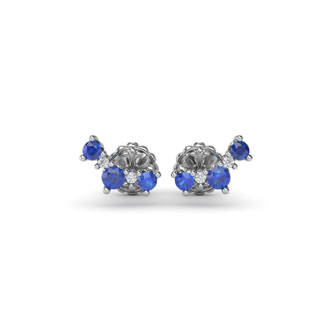 Blue Sapphire Ear Climber Earrings in 14 Karat White Gold - 0.56 Carats