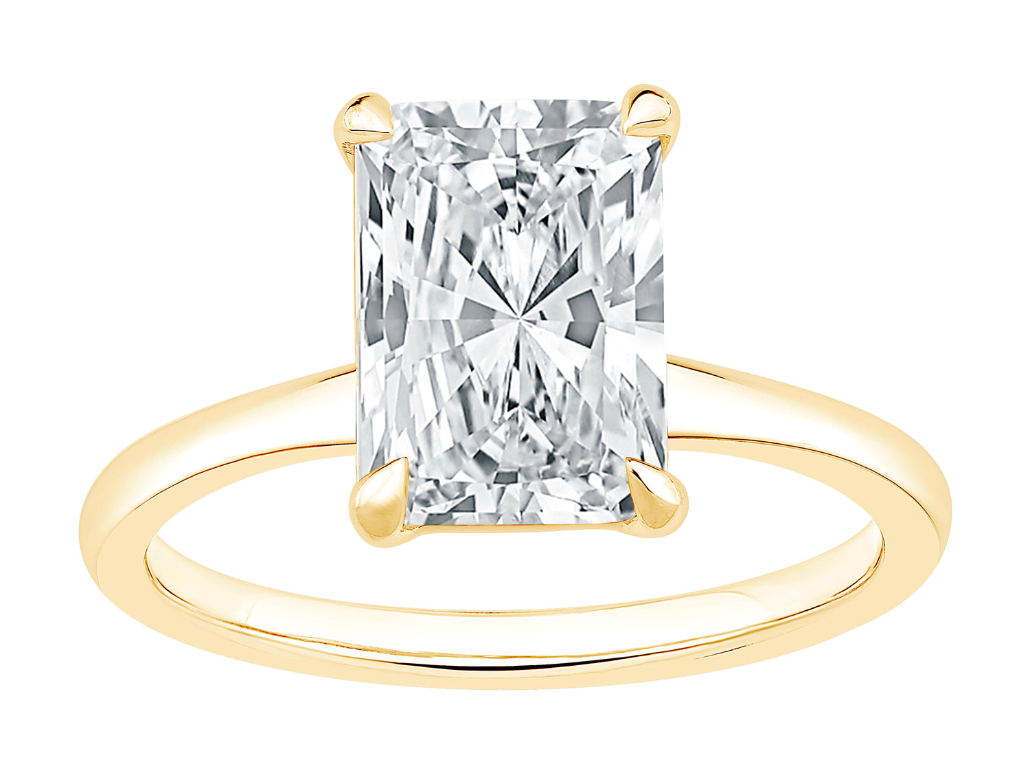 Radiant Lab Diamond 3.04 ct Engagement Ring in 14K Yellow Gold