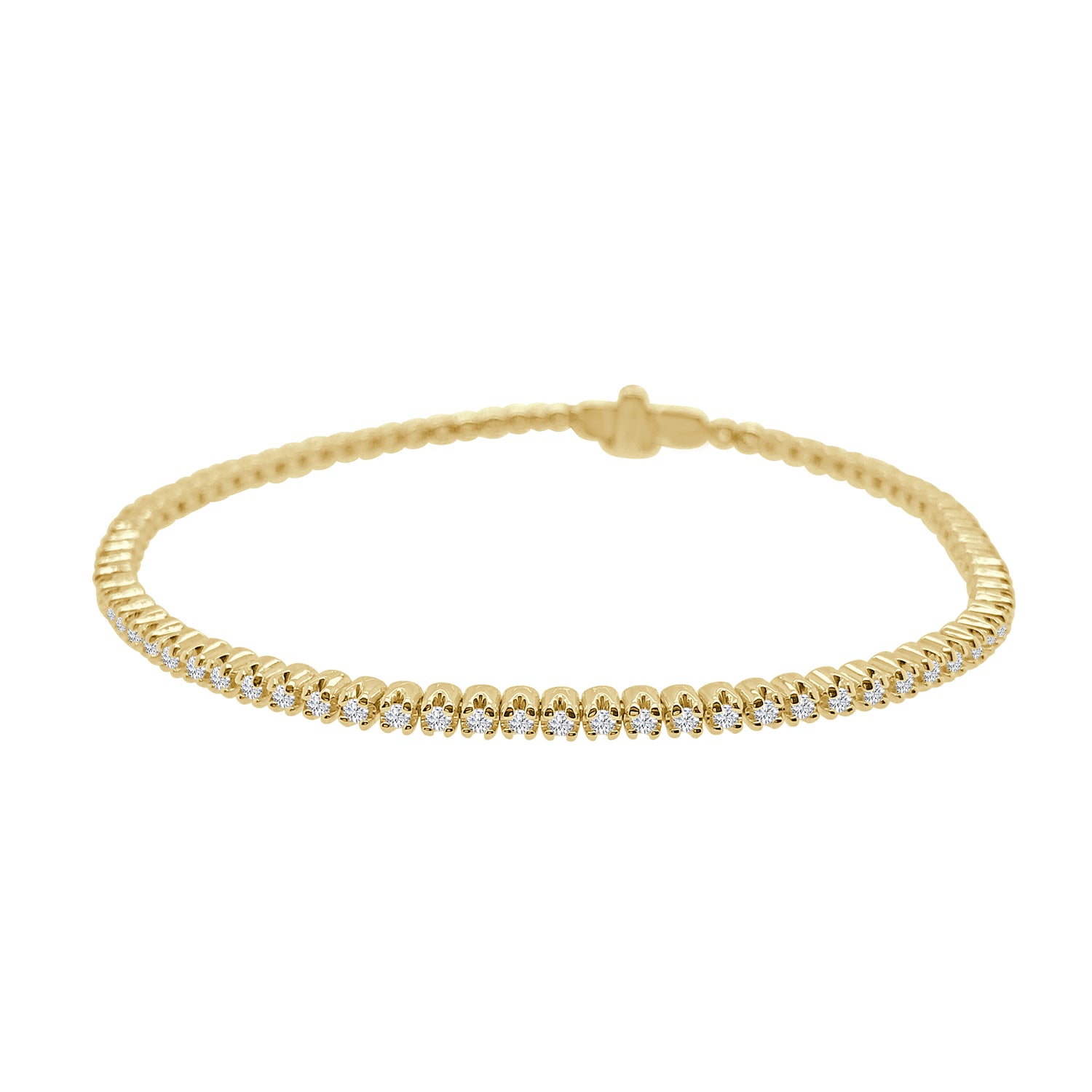 0.98 Carat Natural Diamond 14 Karat Yellow Gold Bracelet