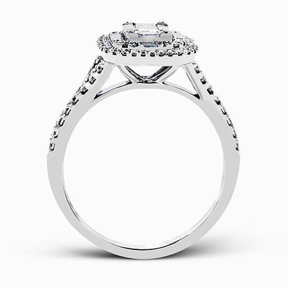 18 Karat Two-tone Mosaic Engagement Ring with Natural Diamond 0.27 Carats