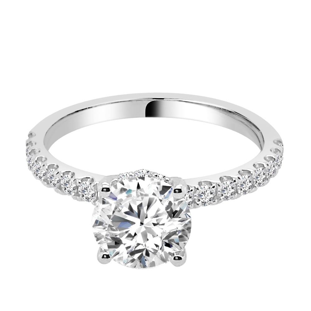 14 Karat White Gold Diamond Shank Engagement Mounting