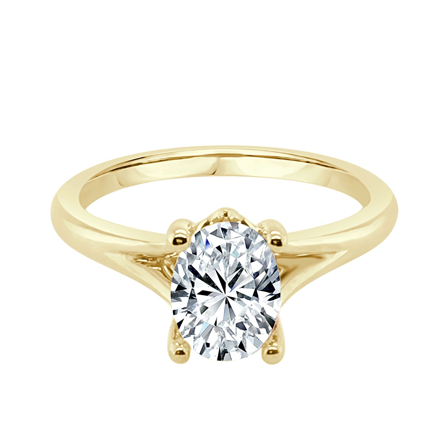 14K Yellow Gold Oval Split Shank Engagement Mounting