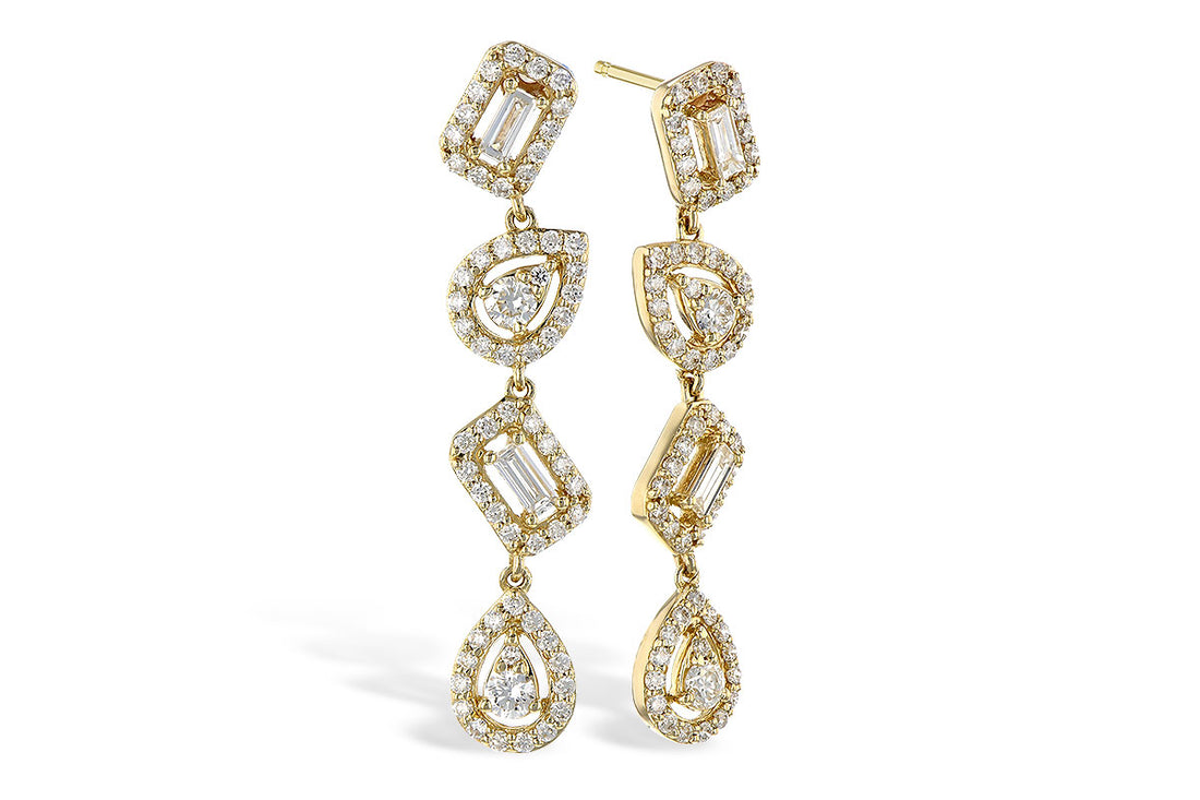 Multishape Natural Diamond Earrings in 14 Karat Yellow Gold - 0.82 ct