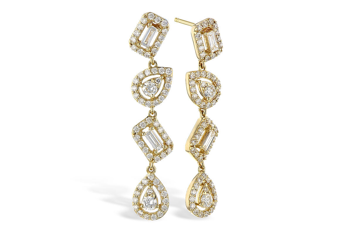 Multishape Natural Diamond Earrings in 14 Karat Yellow Gold - 0.82 ct