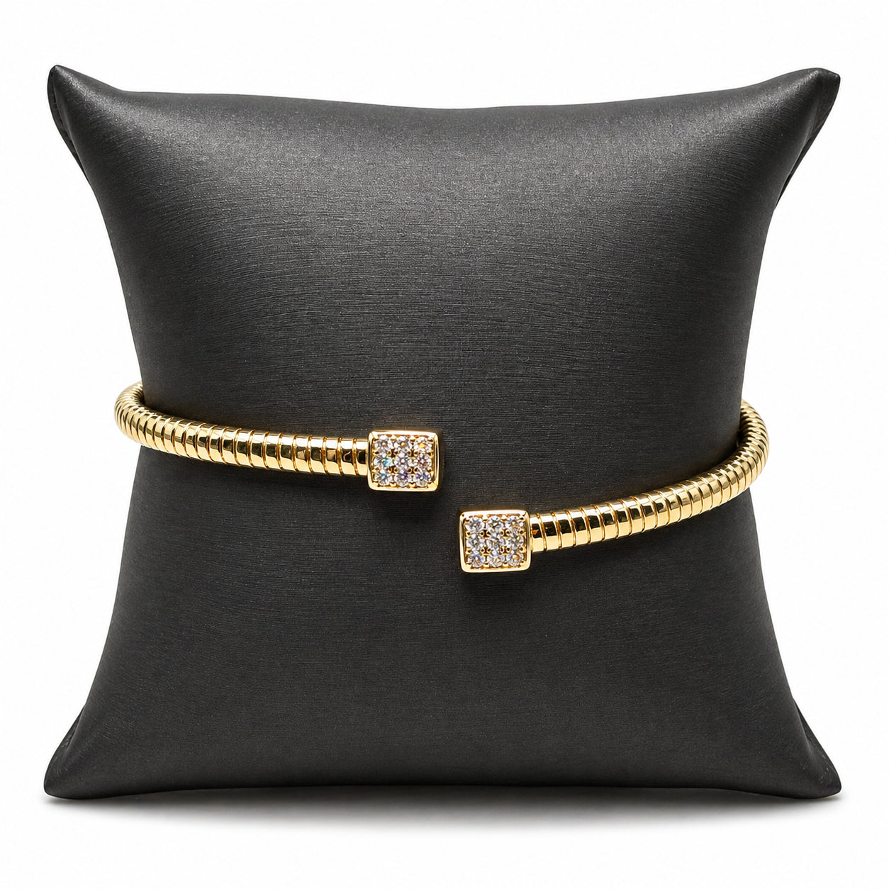 Gold Plated Sterling Silver Ribbed Bypass Bangle Bracelet