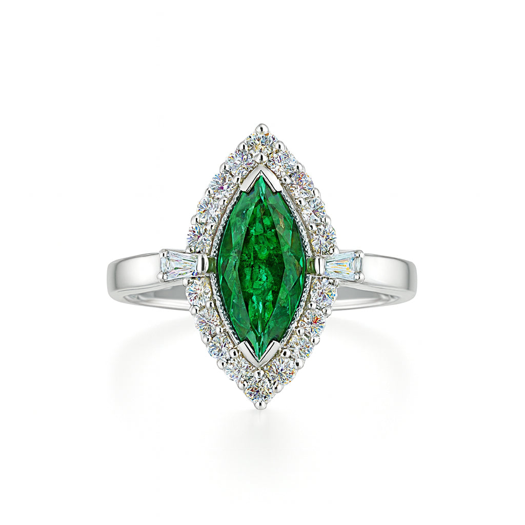 14 Karat White Gold Halo Ring