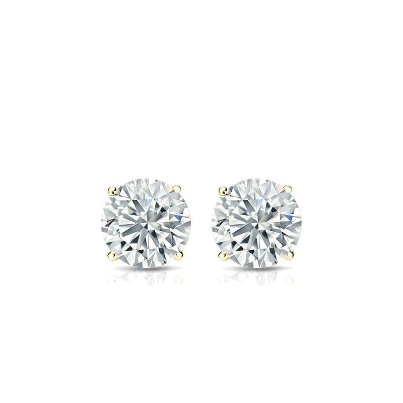 14K Yellow Gold Lab Diamond Solitaire Stud Earrings, Round 0.50 Carats