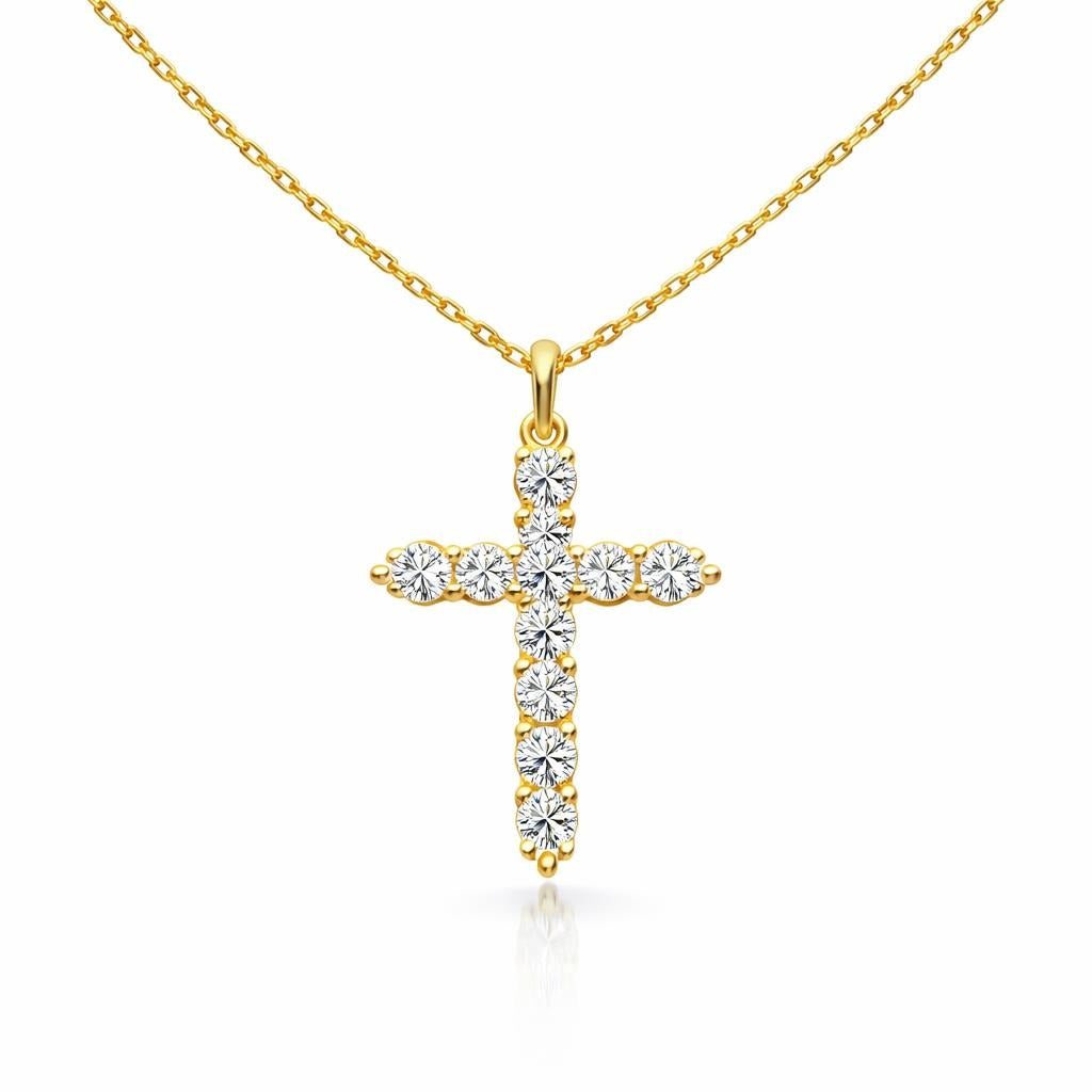 14 Karat Yellow Gold Cross Necklace
