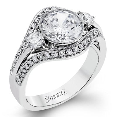 18 Karat White Gold Milgrain Bezel Engagement Mounting