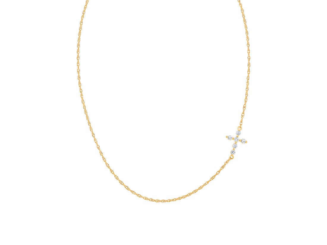 10K Yellow Gold Bubble Prong Necklace with 0.22 ct Natural Diamond