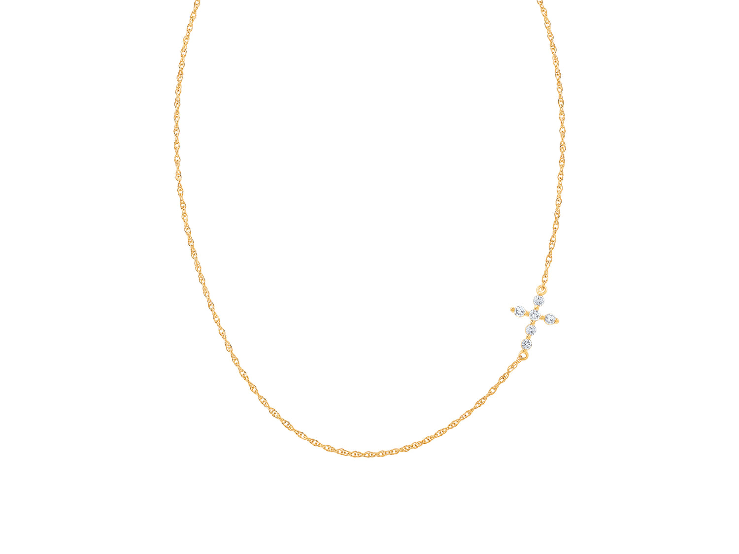 10K Yellow Gold Bubble Prong Necklace with 0.22 ct Natural Diamond