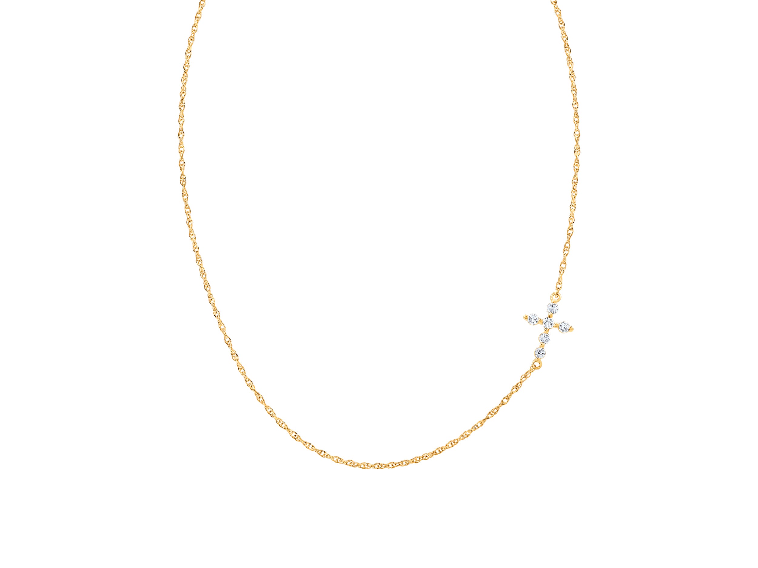 10K Yellow Gold Bubble Prong Necklace with 0.22 ct Natural Diamond