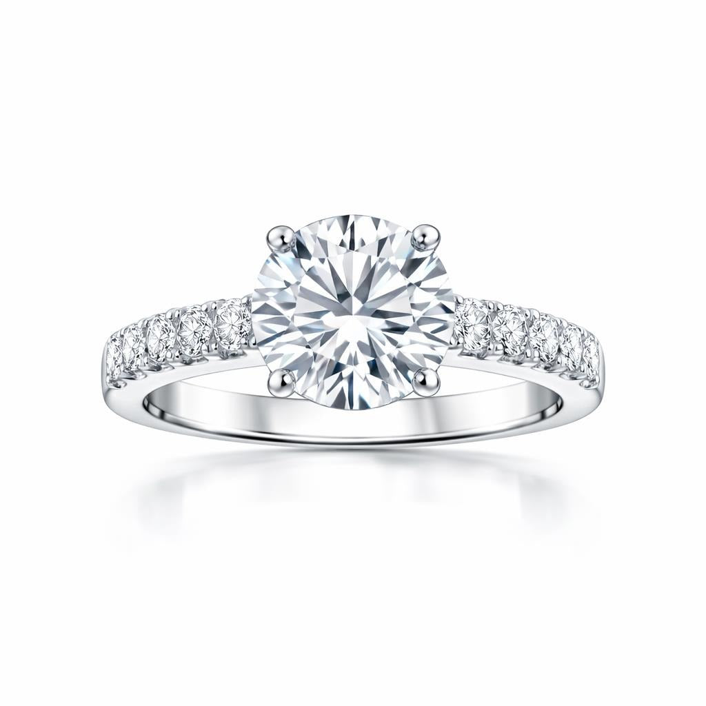 Two Row Lab Diamond Engagement Ring