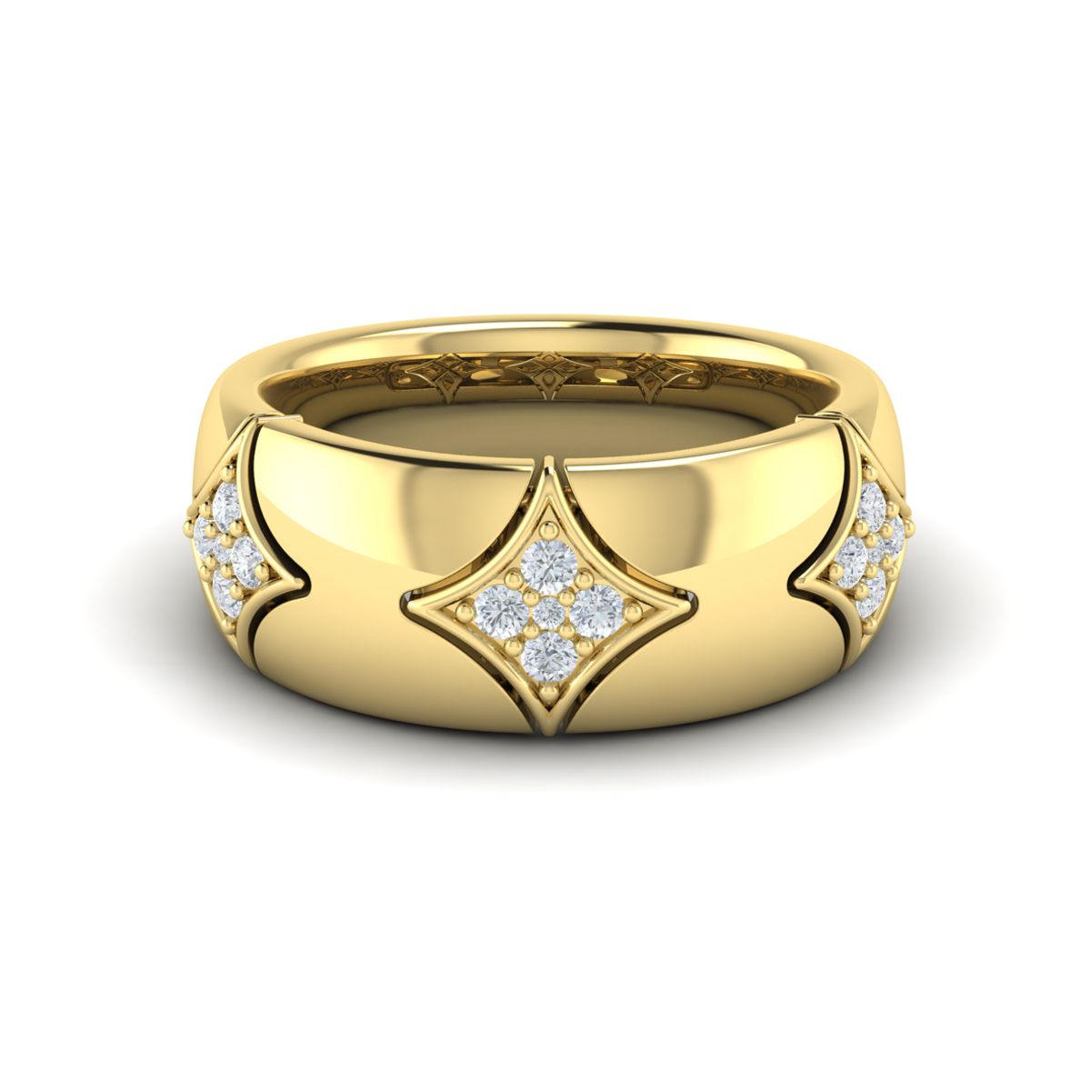 14K Yellow Gold Natural Diamond Cluster 3-Star Ring - 0.24 Carat