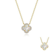 Gilded Luck: Mother of Pearl Clover Halo Necklace in Gold-Plated Sterling Silver