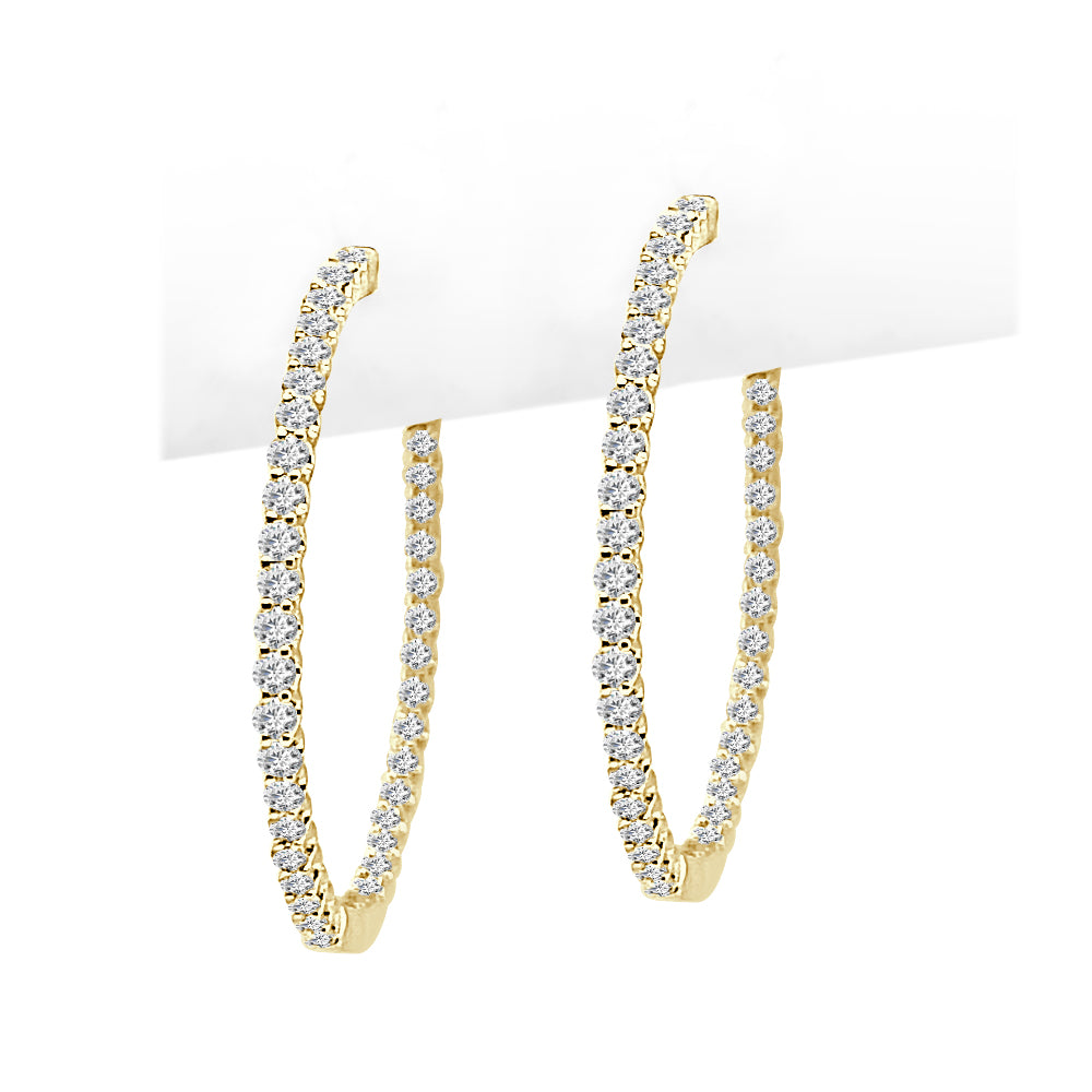14K Yellow Gold Inside Out Shared Prong Diamond Earrings 1.00 ct Round Shape