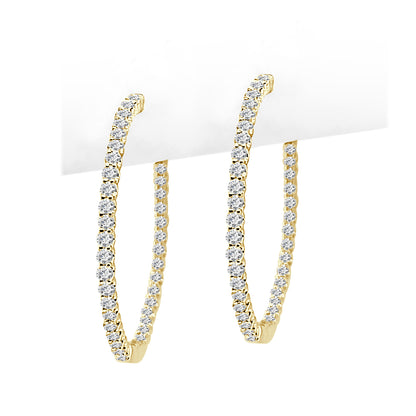 14K Yellow Gold Inside Out Shared Prong Diamond Earrings 1.00 ct Round Shape
