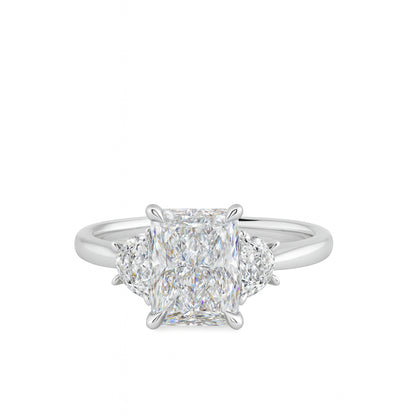 Radiant Half Moon Bridge Engagement Ring in 14K White Gold with 2.11ct Lab Diamond