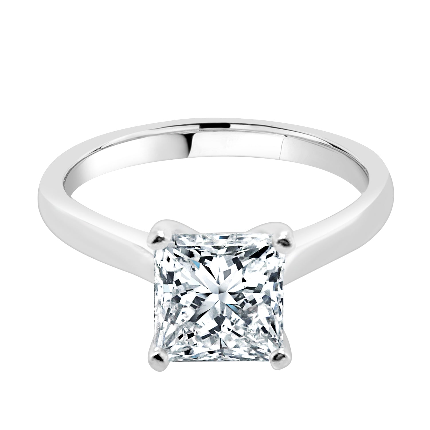 Square 14K White Gold Engagement Mounting