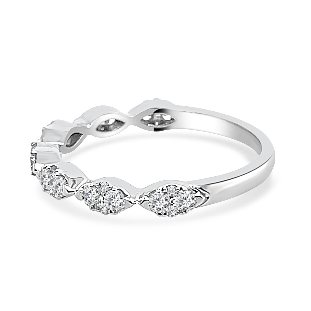 Marquise 0.50 ct Round RBC Diamond Wedding Band in 14K White Gold