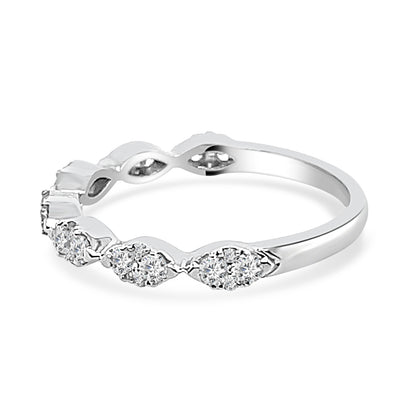 Marquise 0.50 ct Round RBC Diamond Wedding Band in 14K White Gold