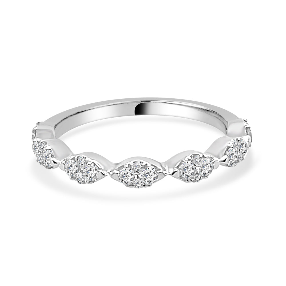 Marquise 0.50 ct Round RBC Diamond Wedding Band in 14K White Gold