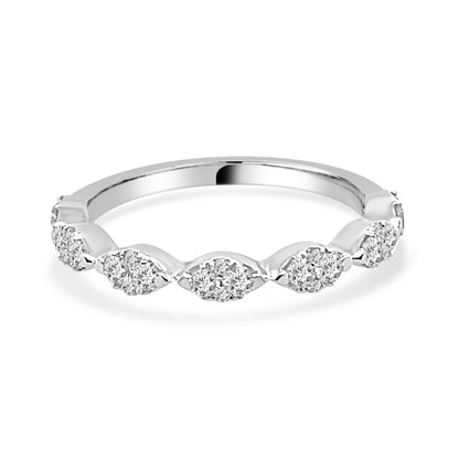 Marquise 0.50 ct Round RBC Diamond Wedding Band in 14K White Gold